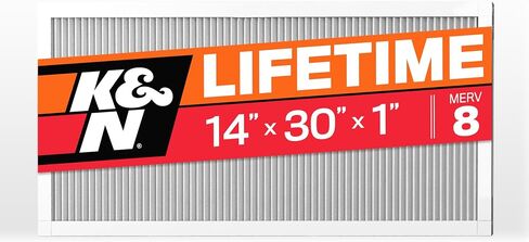 فلتر هواء فرن HVAC 14X30X1 من K&N، يدوم مدى الحياة، قابل للغسل، Merv 8، آخر فلتر HVAC ستشتريه على الإطلاق، يتنفس بأمان في المنزل أو المكتب، HVC-8-11430 in Kuwait