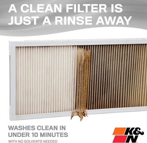 فلتر هواء فرن HVAC 14X30X1 من K&N، يدوم مدى الحياة، قابل للغسل، Merv 8، آخر فلتر HVAC ستشتريه على الإطلاق، يتنفس بأمان في المنزل أو المكتب، HVC-8-11430 in Kuwait
