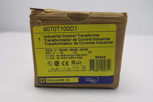 NEW SQUARE D 9070T100D1 100VA 1PH 240/480V-AC 120V-AC محول D536269 in Kuwait
