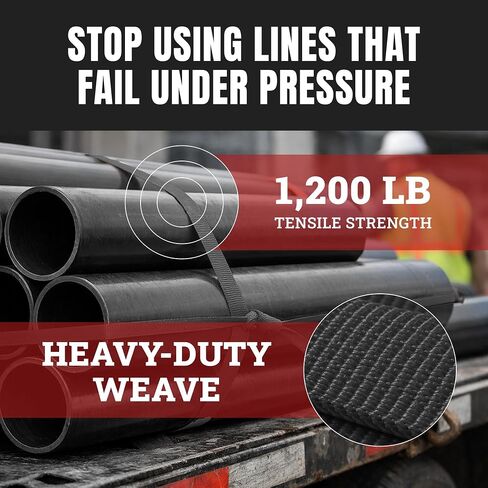 خط سحب Cajun Tie Downs - 1/2 بوصة، 1200 رطل، شريط سحب بوليستر مسطح، سحب سلك القناة، صنع في الولايات المتحدة الأمريكية، أسود، 500 قدم in Kuwait