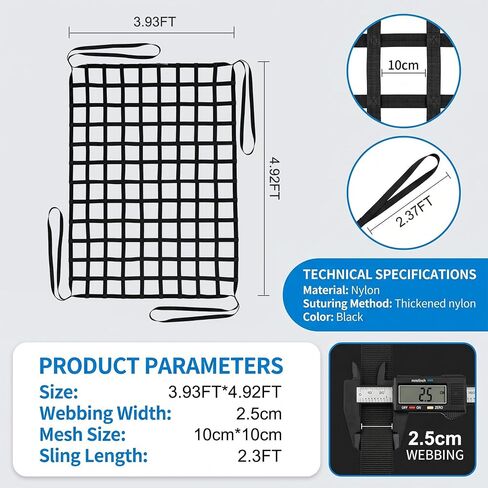 Cargo Lifting Net, 3.93'x4.92' Safety Nylon Lifting Net Straps, 661lbs Heavy Duty Hoisting Net for Construction Rigging Towing Moving Loading Unloading in Kuwait