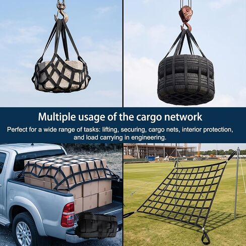 Cargo Lifting Net, 3.93'x4.92' Safety Nylon Lifting Net Straps, 661lbs Heavy Duty Hoisting Net for Construction Rigging Towing Moving Loading Unloading in Kuwait