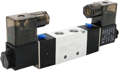 Solenoid Valve 4v220-08 Double Headed Control 5 Way 2 Position Power Down Hold Pneumatic Directional Valves 1Pcs(PC 6mm Fittings) in Kuwait