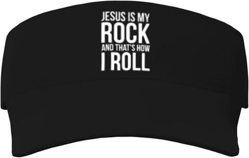 Jesus is My Rock Sunscreen Visor Hat for Women Men Empty Top Tennis Baseball Cap Black Cool Funny Sun Caps Adjustable Golf Hats in Kuwait