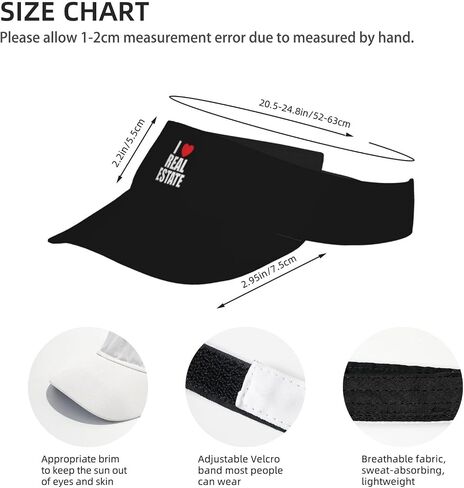 Love Real Estate Sunscreen Visor Hat for Women Men Empty Top Tennis Baseball Cap Black Cool Funny Sun Caps Adjustable Golf Hats in Kuwait