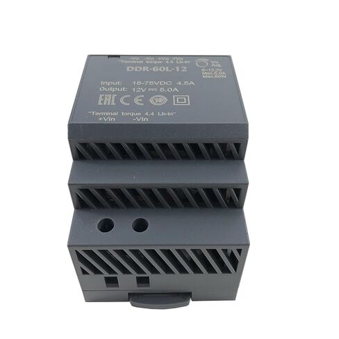 محول DDR-60L-12 بقدرة 60 وات DIN Rail DC-DC، وحدة إمداد طاقة معزولة من 18-75 فولت إلى 12 فولت 5 أمبير، مفتاح منظم الجهد من الدرجة الصناعية in Kuwait