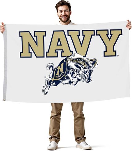 Navy Midshipmen College Sports Printed Flag - NCAA Licensed - Nylon - School Banner (White, Gold, Navy Blue) (3' x 5') in Kuwait