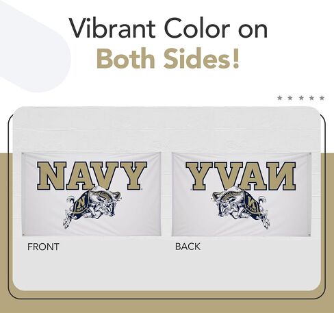 Navy Midshipmen College Sports Printed Flag - NCAA Licensed - Nylon - School Banner (White, Gold, Navy Blue) (3' x 5') in Kuwait
