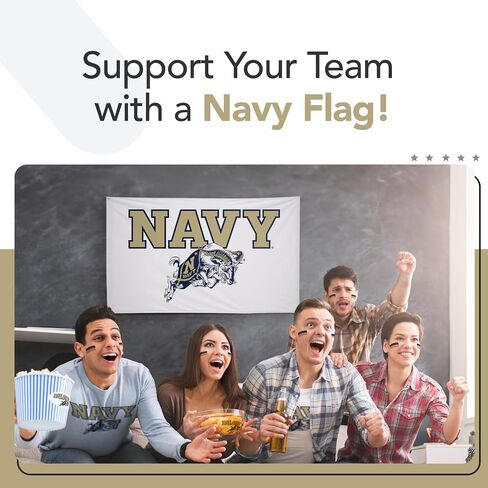 Navy Midshipmen College Sports Printed Flag - NCAA Licensed - Nylon - School Banner (White, Gold, Navy Blue) (3' x 5') in Kuwait