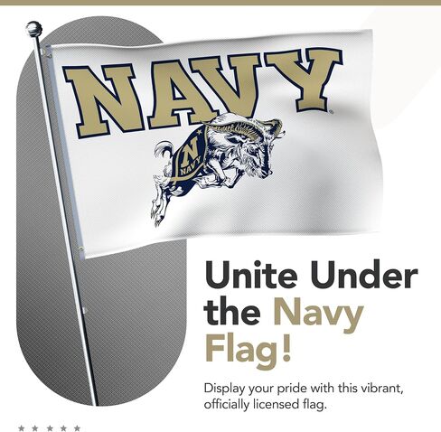 Navy Midshipmen College Sports Printed Flag - NCAA Licensed - Nylon - School Banner (White, Gold, Navy Blue) (3' x 5') in Kuwait