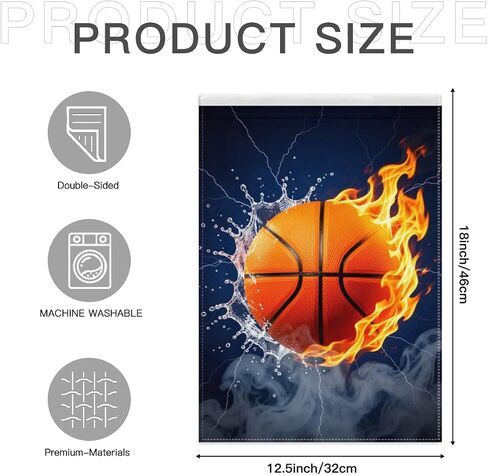 Fire Basketball Garden Flag 12x18 Inch Double Sided – Water Splash & Lightning Outdoor Yard Decoration for Sports Fans， Lawn & Patio in Kuwait