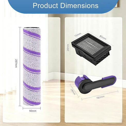 Replacement Parts Accessories Kit Compatible with Narwal S30 Pro Cordless Wet Dry Vacuum Cleaner, 3 Roller Brushes, 4 HEPA Filters, 1 Cleaning Brush in Kuwait