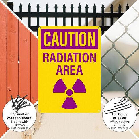 4 عبوات من لافتات منطقة الإشعاع الحذرة مقاس 10 × 7 بوصات من الألومنيوم OSHA | خالية من الصدأ، لافتات أمان للتحذير من الإشعاع الصناعي، مع رمز الإشعاع، للأعمال ومواقع البناء والمستودعات in Kuwait