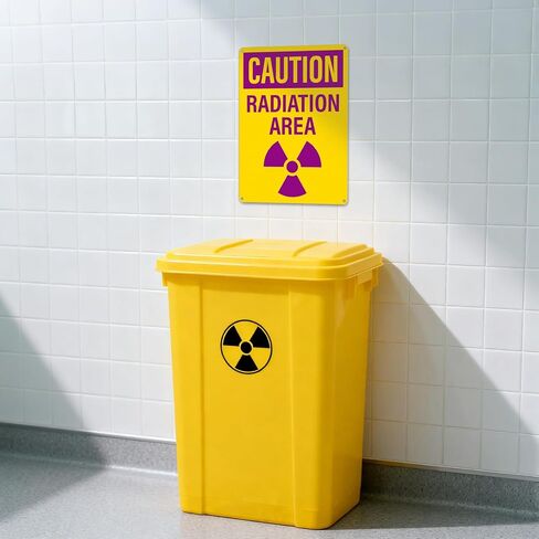 4 عبوات من لافتات منطقة الإشعاع الحذرة مقاس 10 × 7 بوصات من الألومنيوم OSHA | خالية من الصدأ، لافتات أمان للتحذير من الإشعاع الصناعي، مع رمز الإشعاع، للأعمال ومواقع البناء والمستودعات in Kuwait