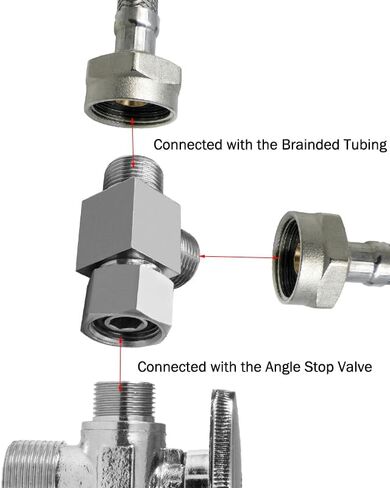 Beduan Stainless Steel 3/8 Compression Tee Fitting 3/8 COMP Female Inlet to 3/8 COMP Male Outlet Angle Stop Water Line Splitter (Pack of 2) in Kuwait