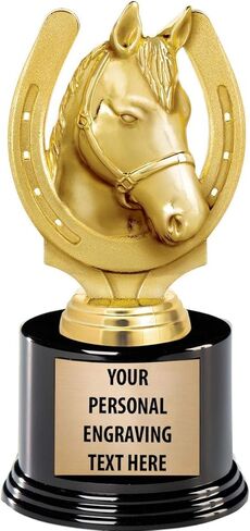 Crown Awards Horse Trophies, 7.25" Custom Horseshoes Trophy with 5 Lines of Free Engraving in Kuwait