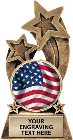 Crown Awards American Flag Trophy, 5.75" Glory Resin American Flag Trophies with Free Custom Engraving Prime in Kuwait