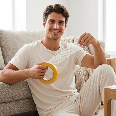 شريط شبكي مزدوج الجوانب، شريط شبكي قوي مقاوم للماء مزدوج الجوانب عالي التحمل، لاصق عالمي عالي الجودة، لاصق جداري قوي مع شبكة من الألياف الزجاجية، شريط لاصق شفاف للمنزل والمكتب والمدرسة (قطعتان، 50 مم × 20 م) in Kuwait