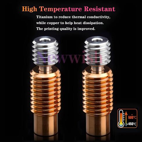 V6 Heatbreak، V6 BiMetal Heatbreak ترقية النحاس + سبائك التيتانيوم، V6 جميع المعادن ثنائية المعدن لكسر الحرارة V6 Volcano Hotend، كتلة سخان لPrusa i3 MK3/MK3S Heatbreak. (2PCS) in Kuwait