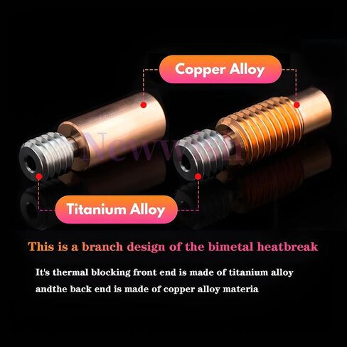 V6 Heatbreak، V6 BiMetal Heatbreak ترقية النحاس + سبائك التيتانيوم، V6 جميع المعادن ثنائية المعدن لكسر الحرارة V6 Volcano Hotend، كتلة سخان لPrusa i3 MK3/MK3S Heatbreak. (2PCS) in Kuwait
