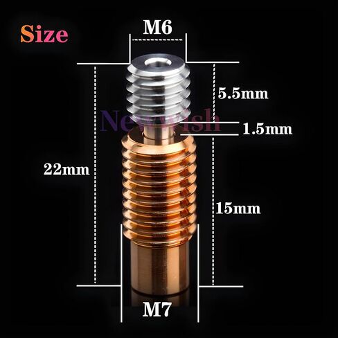 V6 Heatbreak، V6 BiMetal Heatbreak ترقية النحاس + سبائك التيتانيوم، V6 جميع المعادن ثنائية المعدن لكسر الحرارة V6 Volcano Hotend، كتلة سخان لPrusa i3 MK3/MK3S Heatbreak. (2PCS) in Kuwait