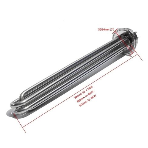 Element Heating Immersion 2" (64mm OD) Tri Clamp Water Heating Element for Home Brewery and Distillery Tank 4.5KW/6KW/9KW(9KW for 600mm) in Kuwait