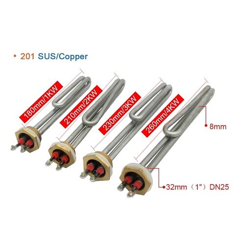 Element Heating DN25/1 inch Threaded Solar Water Heating Element Tube with Probe Hole 1" BSP Thread 1KW/2KW/3KW/4KW(380V,3KW230L DN25 201SS) in Kuwait