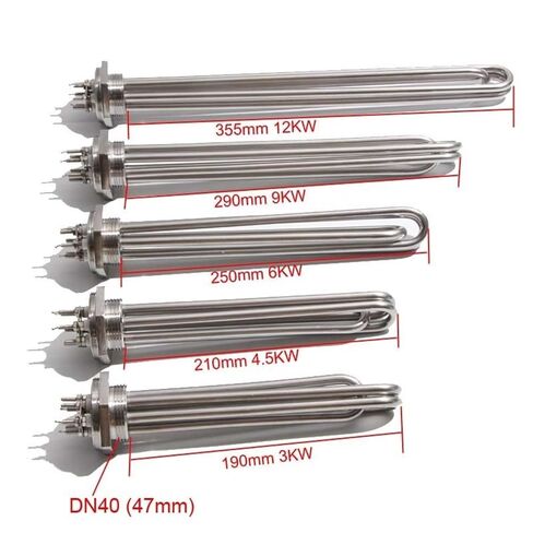 Element Heating DN40 (47mm) Water Heater Heating Element 220V 3KW 4.5KW 6KW 9KW 12KW All 304 Stainless Steel(3KW190L DN40 304SS) in Kuwait