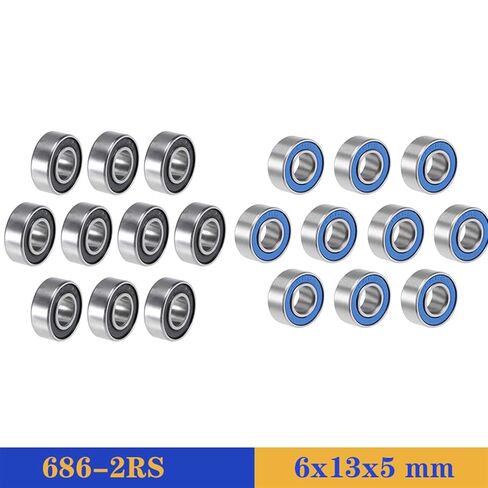10 قطعة 686 2RS 686RS 686-2RS RS L1360 6x13x5 ملليمتر 6*13 5 مللي متر مزدوج سدادة مطاطية كرة أخدود عميقة تحمل (الأزرق) in Kuwait