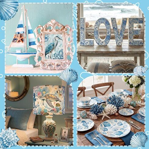 Gueevin 45 حزمة من المناديل Decoupage باللون الأزرق الساحلي 15 نمطًا من ورق Decoupage المزخرف لشاطئ المحيط مقاس 13 × 13 بوصة مناديل حيوانات البحر المتنوعة للحرف اليدوية وحفلات الشاي والصيف ومستلزمات الزفاف in Kuwait