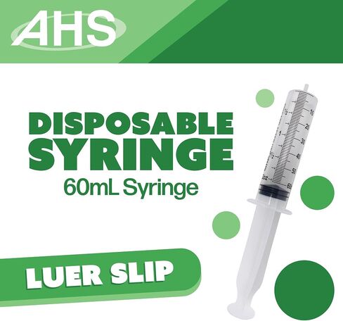 حقنة Luer Slip 60 مل (25 عبوة)، معقمة، مغلفة بشكل فردي، محاقن للسائل، المختبرات العلمية، محاقن تغذية للحيوانات الأليفة، القياس، الطب، التوزيع، والفم in Kuwait