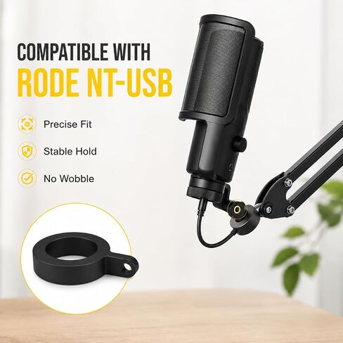 Aluminum Microphone Mount Adapter for Rode NT - USB, Mic Arm Adapter, Boom Arm Adapter, Accessory Compatible with Rode NT - USB (Black) in Kuwait