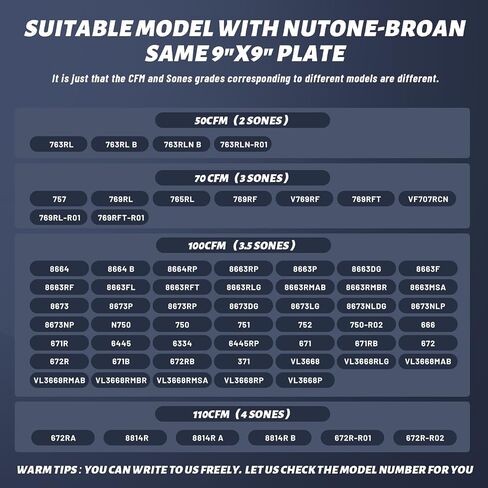 Upgrade 750 751 752 N750 for Nutone 672,672R B Unit Bathroom Fan Motor - Fit for Nutone 671RB, 672R, 751, 752, N750,671,671R,671RB,672,672R - Replace for Broan Exhaust Fan Motor - 100CFM, 3.5 Sones in Kuwait
