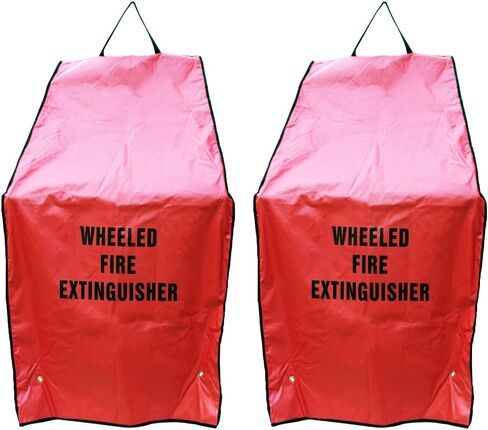 (2 Pack) 50 Pound Heavy Duty Wheeled Unit Fire Extinguisher Covers, Red in Kuwait
