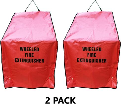 (2 Pack) 50 Pound Heavy Duty Wheeled Unit Fire Extinguisher Covers, Red in Kuwait