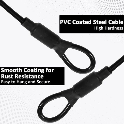 6 حزمة 5.9 بوصة من الفولاذ المقاوم للصدأ PVC مطلي بسلك أمان حبل شديد التحمل، كابل نهاية حلقة مضفر بالمطاط المطلي وحلقات من الفينيل غطاء معطف قصير حبل حبل قفل سلاسل حبل أمان لقفل السلسلة in Kuwait