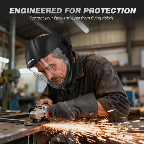 ARCCAPTAIN Anti-Fog Panoramic Full Face Shield, Clear Polycarbonate Full Face Mask with Impact Protection and Adjustable Ratcheting Headgear, ANSI Z87.1 Certified for Grinding and Cutting in Kuwait