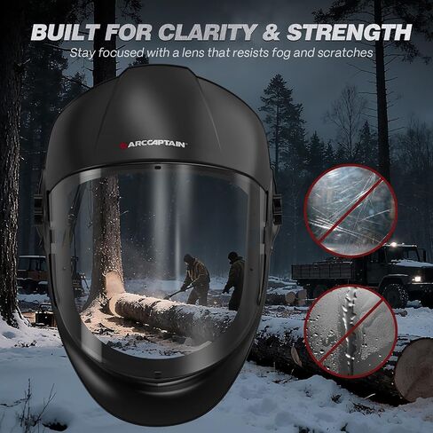 ARCCAPTAIN Anti-Fog Panoramic Full Face Shield, Clear Polycarbonate Full Face Mask with Impact Protection and Adjustable Ratcheting Headgear, ANSI Z87.1 Certified for Grinding and Cutting in Kuwait