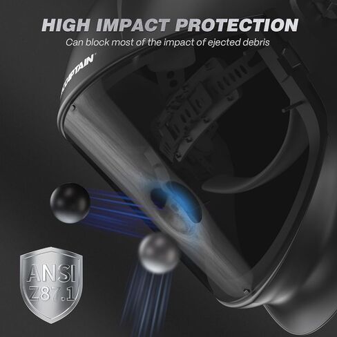 ARCCAPTAIN Anti-Fog Panoramic Full Face Shield, Clear Polycarbonate Full Face Mask with Impact Protection and Adjustable Ratcheting Headgear, ANSI Z87.1 Certified for Grinding and Cutting in Kuwait