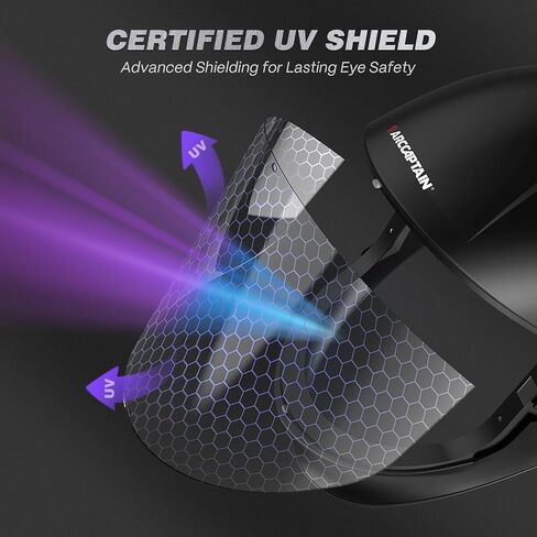 ARCCAPTAIN Anti-Fog Panoramic Full Face Shield, Clear Polycarbonate Full Face Mask with Impact Protection and Adjustable Ratcheting Headgear, ANSI Z87.1 Certified for Grinding and Cutting in Kuwait