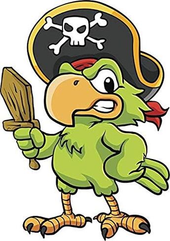 Cool Vintage Retro Cartoon Pirate - Parrot Vinyl Decal Bumper Sticker (12" Tall) in Kuwait