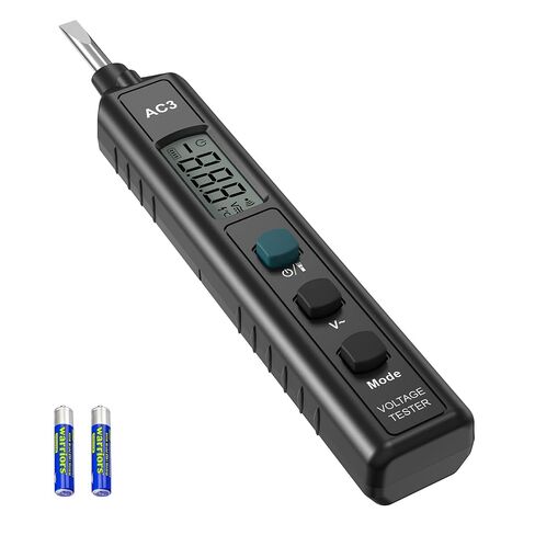 جهاز اختبار الجهد الكهربي HANMATEK AC3، قلم اختبار كهربائي غير ملامس مع شاشة LCD، فحص السلك المباشر، اختبار الاستمرارية وقطبية البطارية، تيار متردد 12-300 فولت، إضاءة خلفية مزدوجة اللون، مصباح يدوي، إيقاف التشغيل التلقائي in Kuwait