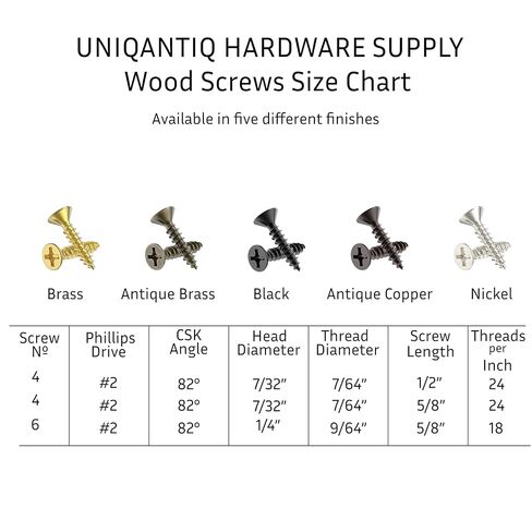 #4 x 1/2" Antique Copper Flat Head Phillips Wood Screws - Pack of 25 - Self Tapping Screws for Wood - FH412-SAC in Kuwait