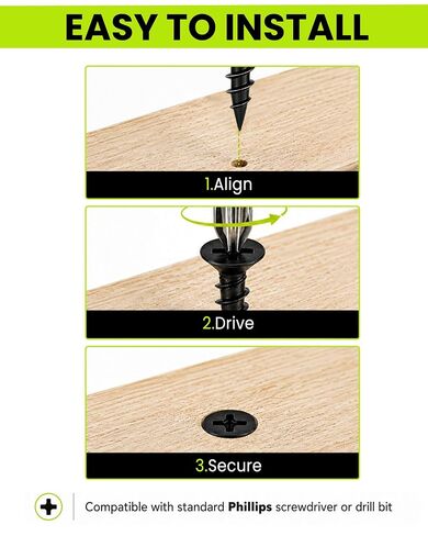 100pcs #4 X 1/2"" Wood Screws, Flat Head Screw, Small Screw, Black Screws, | Carbon Steel,Rust Resistant Screws, Drywall Screws,Repair Screws Used in Small Appliances, and Crafts (M3 x12mm) in Kuwait