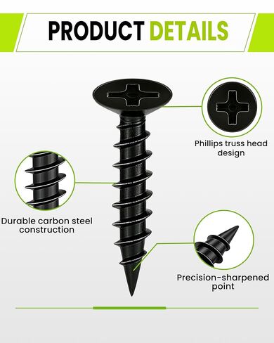 100pcs #4 X 1/2"" Wood Screws, Flat Head Screw, Small Screw, Black Screws, | Carbon Steel,Rust Resistant Screws, Drywall Screws,Repair Screws Used in Small Appliances, and Crafts (M3 x12mm) in Kuwait