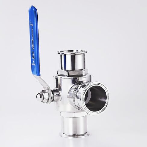 2"(51mm) Ferrule 64mm Tri Clamp Three Way Ball Valve For T-type Ball Valve with Blue Locking Handle SS304 in Saudi Arabia