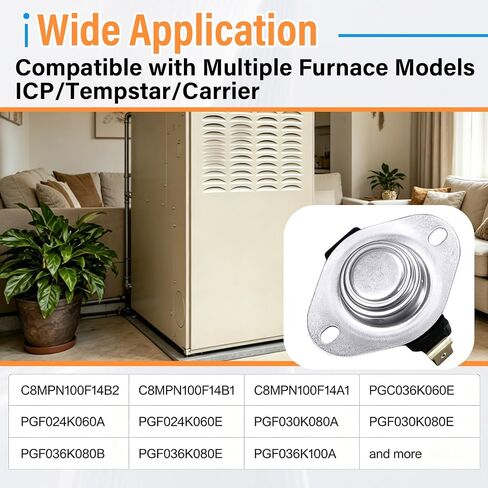 34335000 فرن حد التبديل ترموستات L160-20F متوافق مع الناقل Tempstar ICP C8MPN100F14B2 PGC036K060E للقرص الحراري، مفتاح إعادة ضبط تلقائي لترموستات للفرن in Kuwait