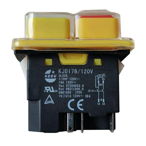 KEDU KJD17B/120V 5Pins Electromagnetic Switch ON-Off Waterproof Pushbutton Switches with Power-Off and Under-Voltage Protection 120V 1/2HP 16(12) A 5E4 CE (KJD17B/120V-5Pins) in Kuwait