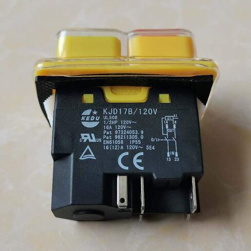 KEDU KJD17B/120V 5Pins Electromagnetic Switch ON-Off Waterproof Pushbutton Switches with Power-Off and Under-Voltage Protection 120V 1/2HP 16(12) A 5E4 CE (KJD17B/120V-5Pins) in Kuwait