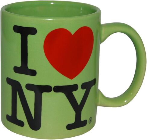 أكواب I Love New York الملونة - أكواب مزدوجة الجوانب سعة 11 أونصة I Love NY بألوان الأصفر والوردي والبرتقالي والأزرق والأرجواني والأسود والأبيض (أخضر) in Kuwait